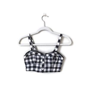 Kimchi Blue Black & White Plaid Crop Top Size XS